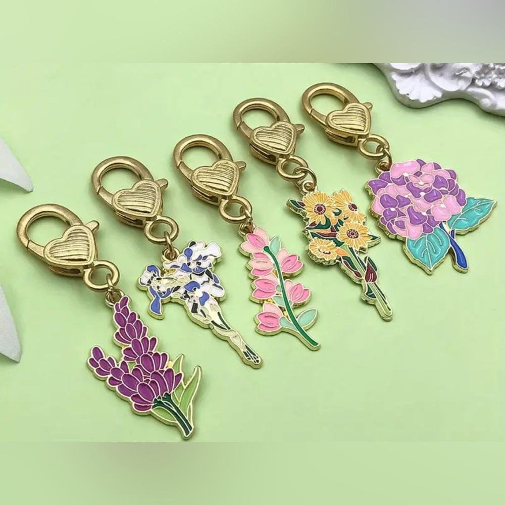 Floral Enamel Keychain
